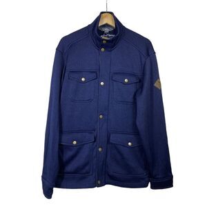 Eddie Bauer Jacket Mens‎ L Blue Radiator 4-Pocket Fleece Full Zip Snap Button